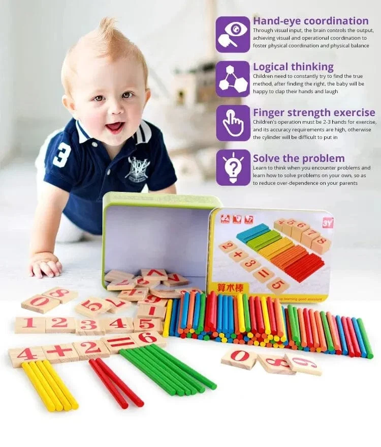 1 Set Kinder Vorschule Spielzeug Montessori Zählen Sticks Stangen Mit Eisen Box Mathematik Bildung Für Jungen Und Mädchen