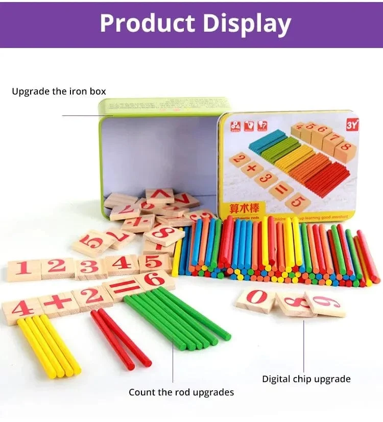 1 Set Kinder Vorschule Spielzeug Montessori Zählen Sticks Stangen Mit Eisen Box Mathematik Bildung Für Jungen Und Mädchen