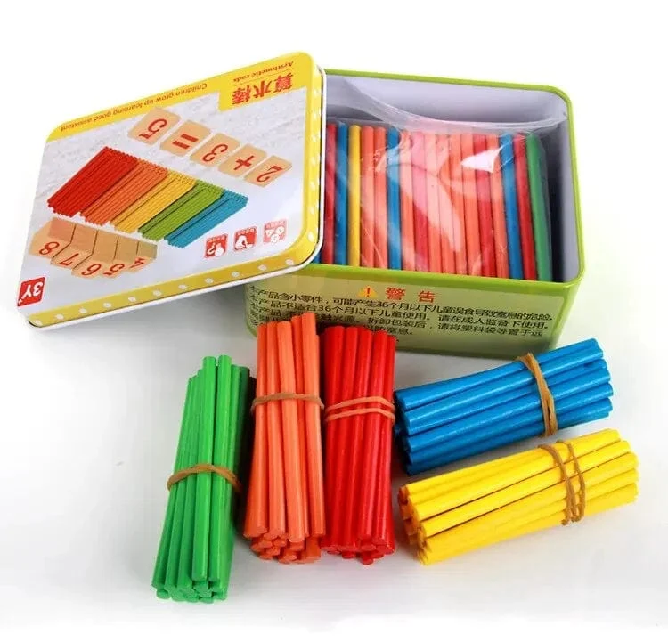 1 Set Kinder Vorschule Spielzeug Montessori Zählen Sticks Stangen Mit Eisen Box Mathematik Bildung Für Jungen Und Mädchen