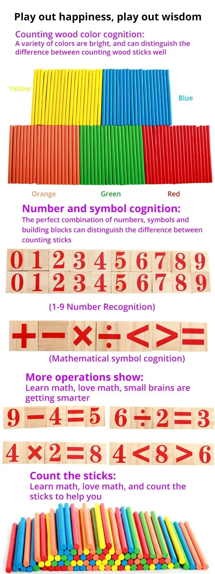 1 Set Kinder Vorschule Spielzeug Montessori Zählen Sticks Stangen Mit Eisen Box Mathematik Bildung Für Jungen Und Mädchen