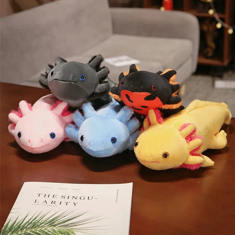 23–80 cm Kawaii Buntes Molch-Plüschtier, gefüllt mit süßem Axolotl, Salamander, flauschigem Plüschfisch, beschwichtigend, langes Kissen, Kindergeschenk