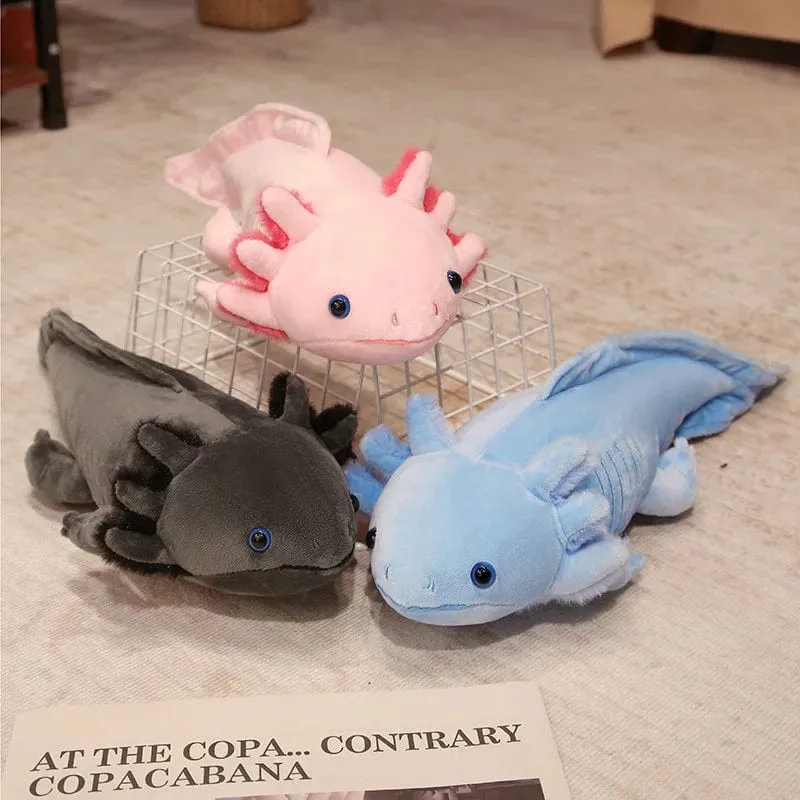 23–80 cm Kawaii Buntes Molch-Plüschtier, gefüllt mit süßem Axolotl, Salamander, flauschigem Plüschfisch, beschwichtigend, langes Kissen, Kindergeschenk