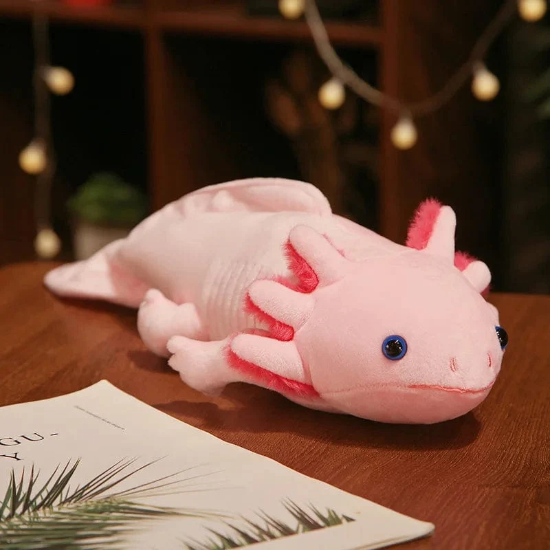 23–80 cm Kawaii Buntes Molch-Plüschtier, gefüllt mit süßem Axolotl, Salamander, flauschigem Plüschfisch, beschwichtigend, langes Kissen, Kindergeschenk