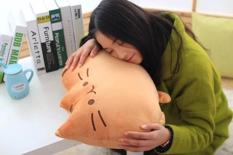 Süßes Keks-Katzen-Kissen, weiches Plüsch, Büro-Nickerchen-Kissen, Spielzeug, gefülltes Pausenbett, Schlafkissen, Heimdekoration, Geschenk, Puppe, Kinder