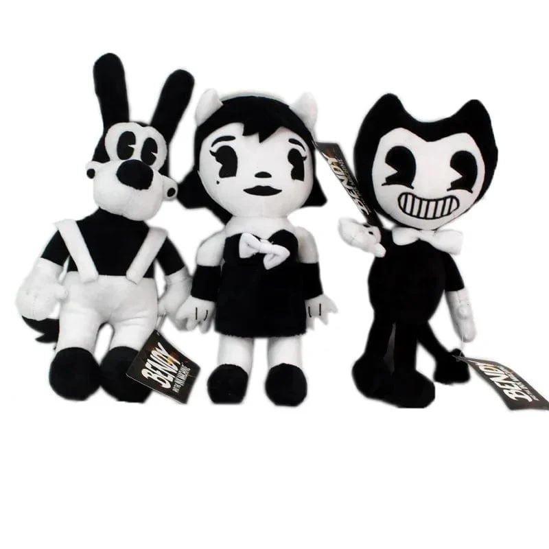 30 cm Bendy Plüschtiere Spiel Horror Bendy & Boris & Alice Engel Plüschpuppe Weiche Stofftiere für Kinder Kindergeschenke mit Anhänger