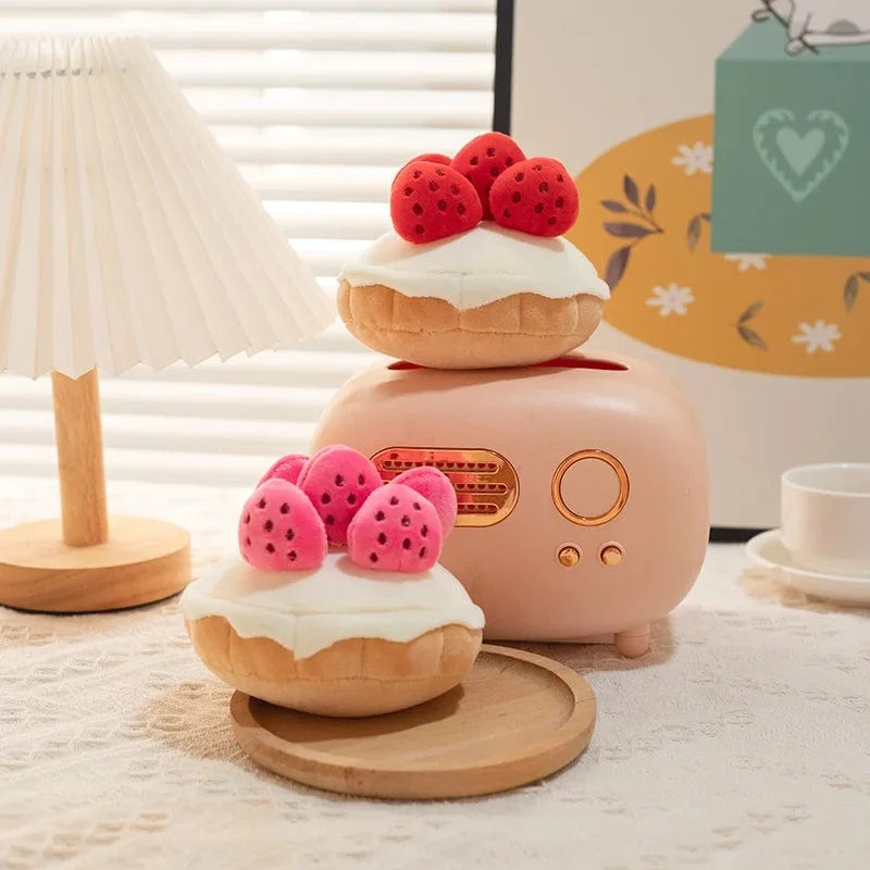 Gefüllter Kuchen, Plüschtier, Erdbeere, Frucht, Muffin-Form, Plüschtiere, süßes Gesicht, Creme, Snack, Party-Dekor, Party-Geschenk, Spielzeug für Kinder zur Geburt