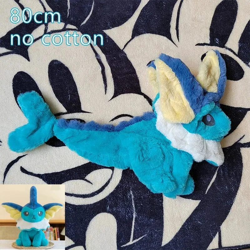 Riesiges Vaporeon Pokemon Jolteon Anime Plüschspielzeug Großes Pokémon Plüschtier Kawaii Halbfertiges Lederholsterkissen Geschenk für Kinder