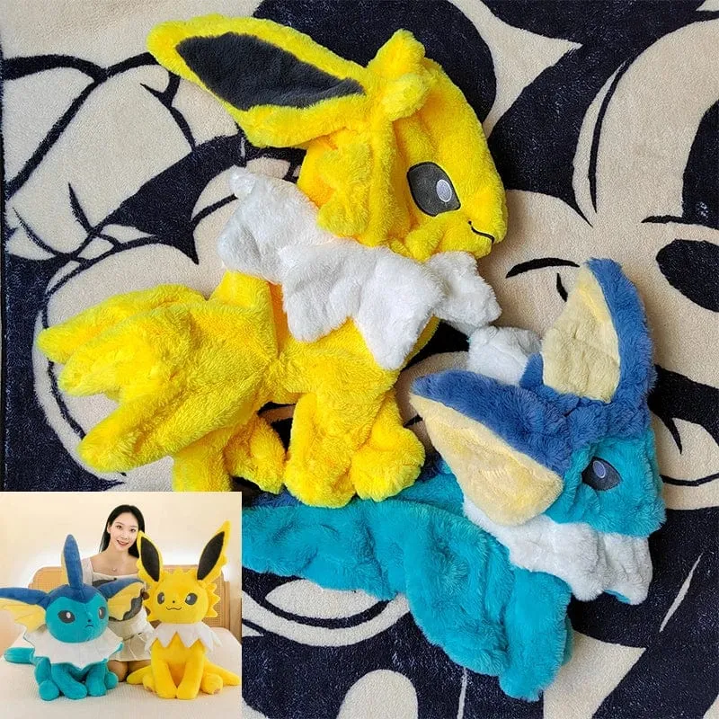 Riesiges Vaporeon Pokemon Jolteon Anime Plüschspielzeug Großes Pokémon Plüschtier Kawaii Halbfertiges Lederholsterkissen Geschenk für Kinder