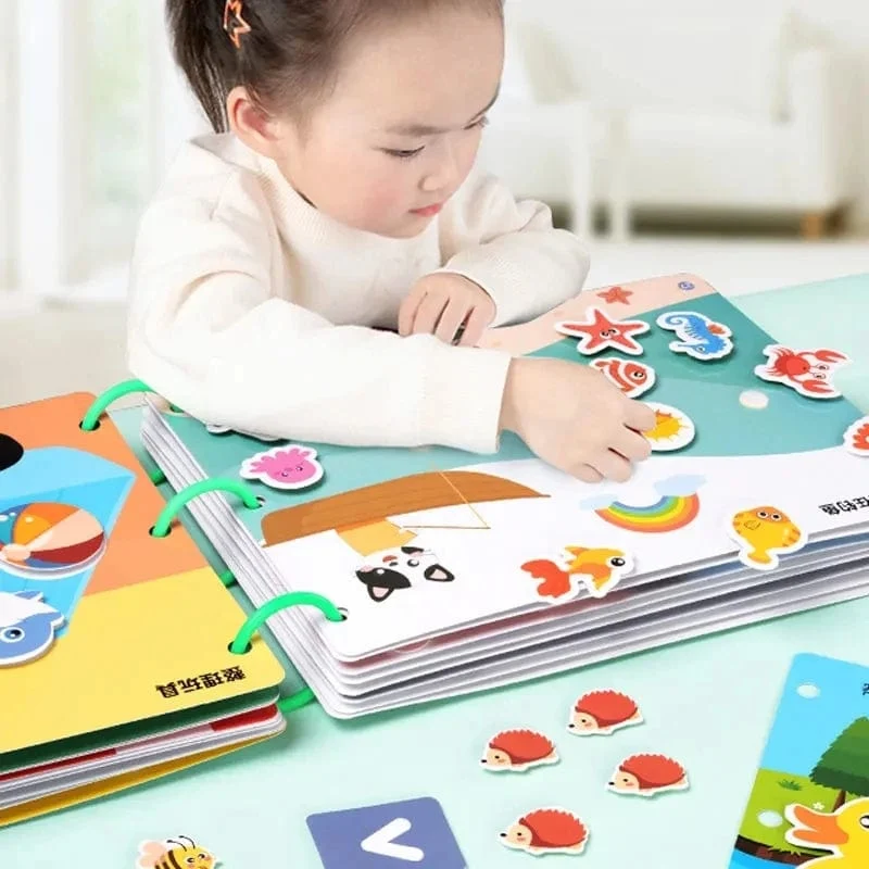 Ruhiges Beschäftigungsbuch für Babys, Montessori-Material, Spielzeug, Aufkleberpaste, Matching-Spiel, Kleinkind-Erkenntnis-Spielzeugbuch, Kinder, frühes Lernspielzeug