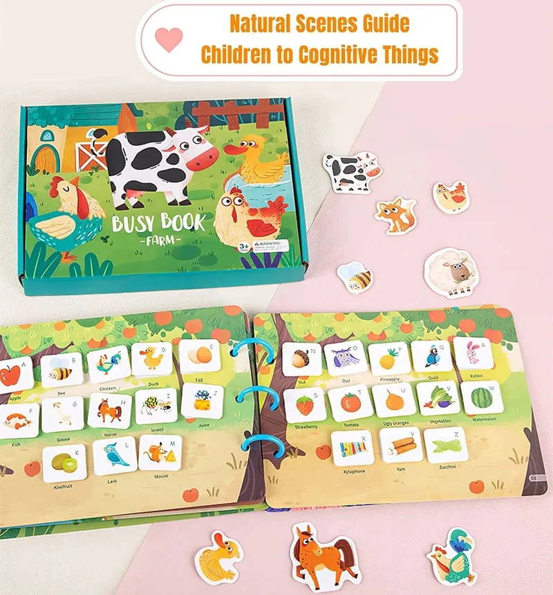 Ruhiges Beschäftigungsbuch für Babys, Montessori-Material, Spielzeug, Aufkleberpaste, Matching-Spiel, Kleinkind-Erkenntnis-Spielzeugbuch, Kinder, frühes Lernspielzeug