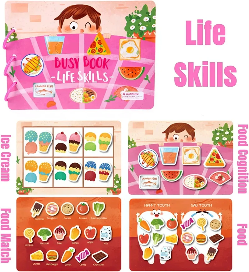Ruhiges Beschäftigungsbuch für Babys, Montessori-Material, Spielzeug, Aufkleberpaste, Matching-Spiel, Kleinkind-Erkenntnis-Spielzeugbuch, Kinder, frühes Lernspielzeug