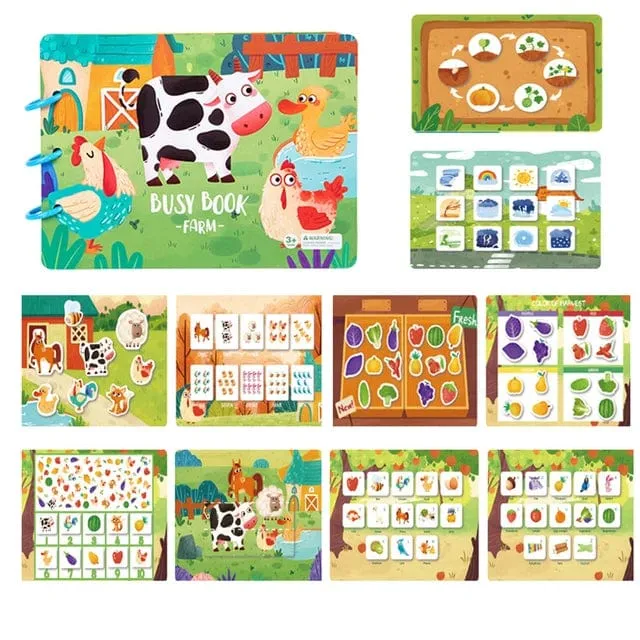 Ruhiges Beschäftigungsbuch für Babys, Montessori-Material, Spielzeug, Aufkleberpaste, Matching-Spiel, Kleinkind-Erkenntnis-Spielzeugbuch, Kinder, frühes Lernspielzeug