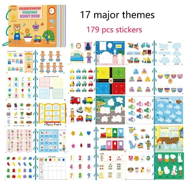 Ruhiges Beschäftigungsbuch für Babys, Montessori-Material, Spielzeug, Aufkleberpaste, Matching-Spiel, Kleinkind-Erkenntnis-Spielzeugbuch, Kinder, frühes Lernspielzeug
