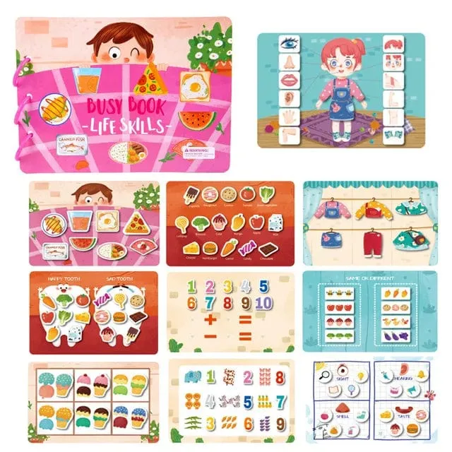 Ruhiges Beschäftigungsbuch für Babys, Montessori-Material, Spielzeug, Aufkleberpaste, Matching-Spiel, Kleinkind-Erkenntnis-Spielzeugbuch, Kinder, frühes Lernspielzeug