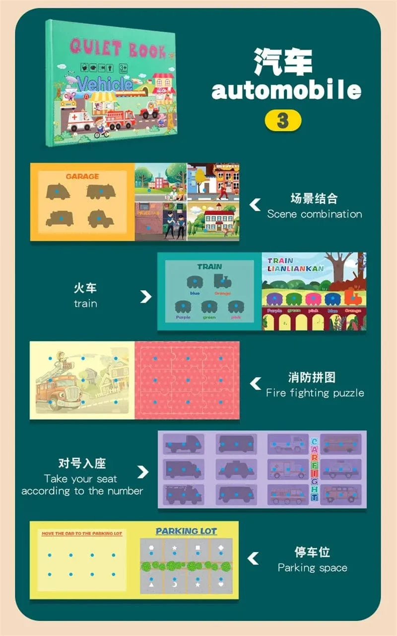 Ruhiges Beschäftigungsbuch für Babys, Montessori-Material, Spielzeug, Aufkleberpaste, Matching-Spiel, Kleinkind-Erkenntnis-Spielzeugbuch, Kinder, frühes Lernspielzeug