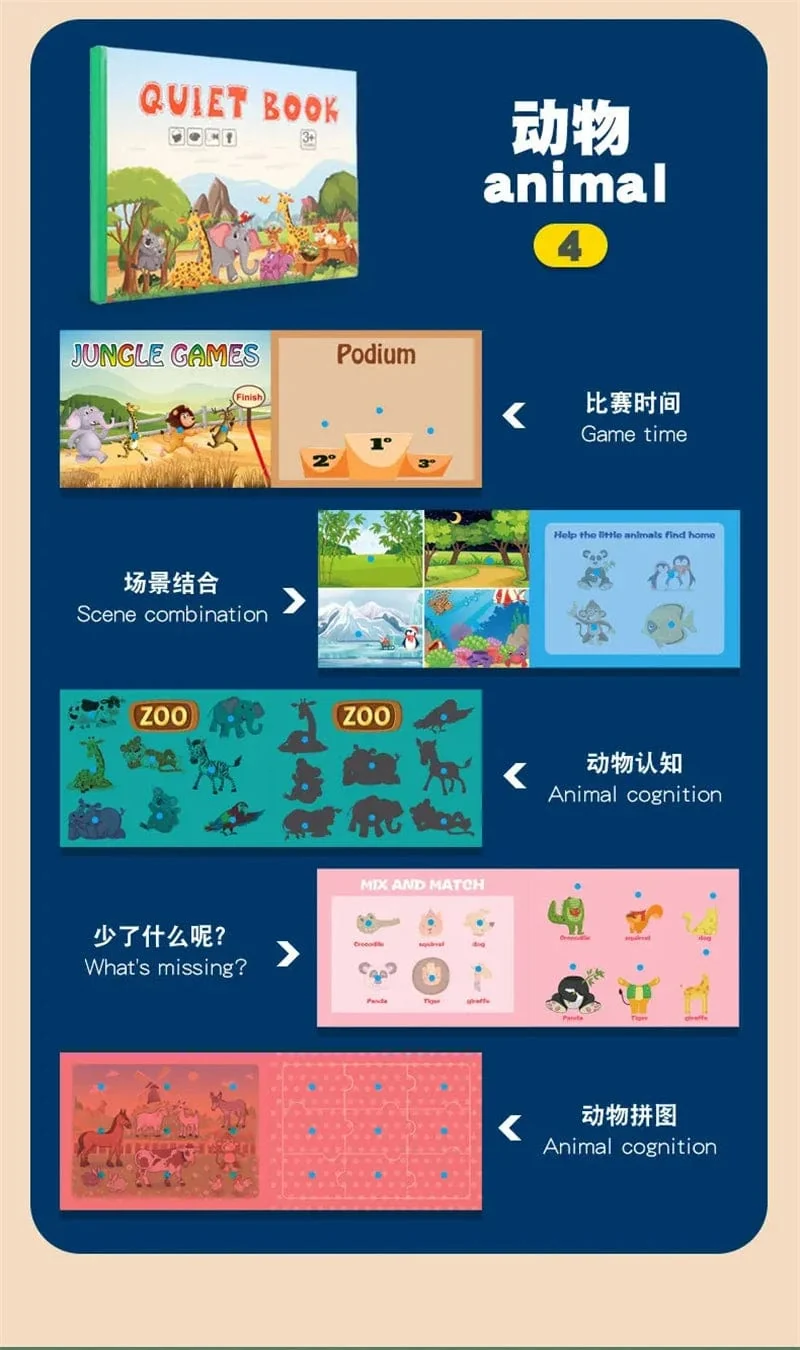 Ruhiges Beschäftigungsbuch für Babys, Montessori-Material, Spielzeug, Aufkleberpaste, Matching-Spiel, Kleinkind-Erkenntnis-Spielzeugbuch, Kinder, frühes Lernspielzeug