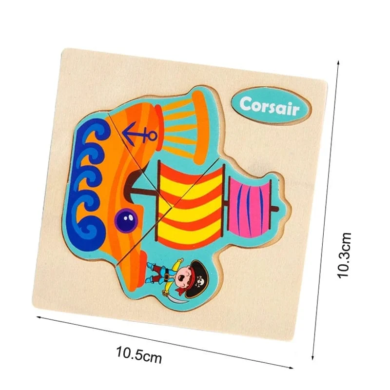 Baby Holzspielzeug Intelligenz 3D Puzzle Cartoon Puzzle Kinder Frühes Lernen Lernspielzeug für Kinder Montessori Spiele