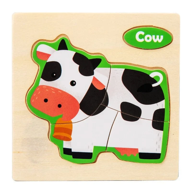 Baby Holzspielzeug Intelligenz 3D Puzzle Cartoon Puzzle Kinder Frühes Lernen Lernspielzeug für Kinder Montessori Spiele