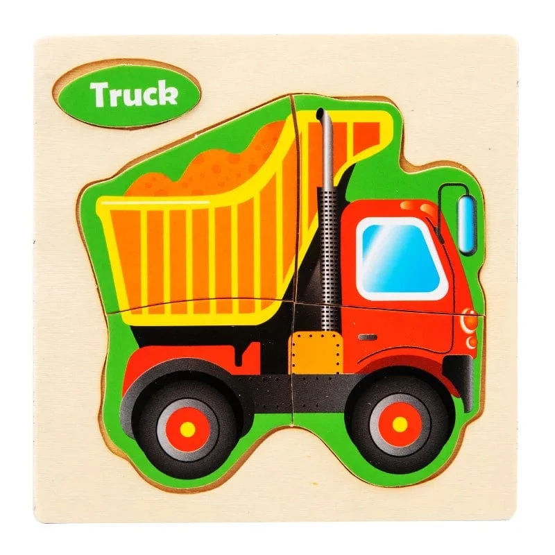 Baby Holzspielzeug Intelligenz 3D Puzzle Cartoon Puzzle Kinder Frühes Lernen Lernspielzeug für Kinder Montessori Spiele