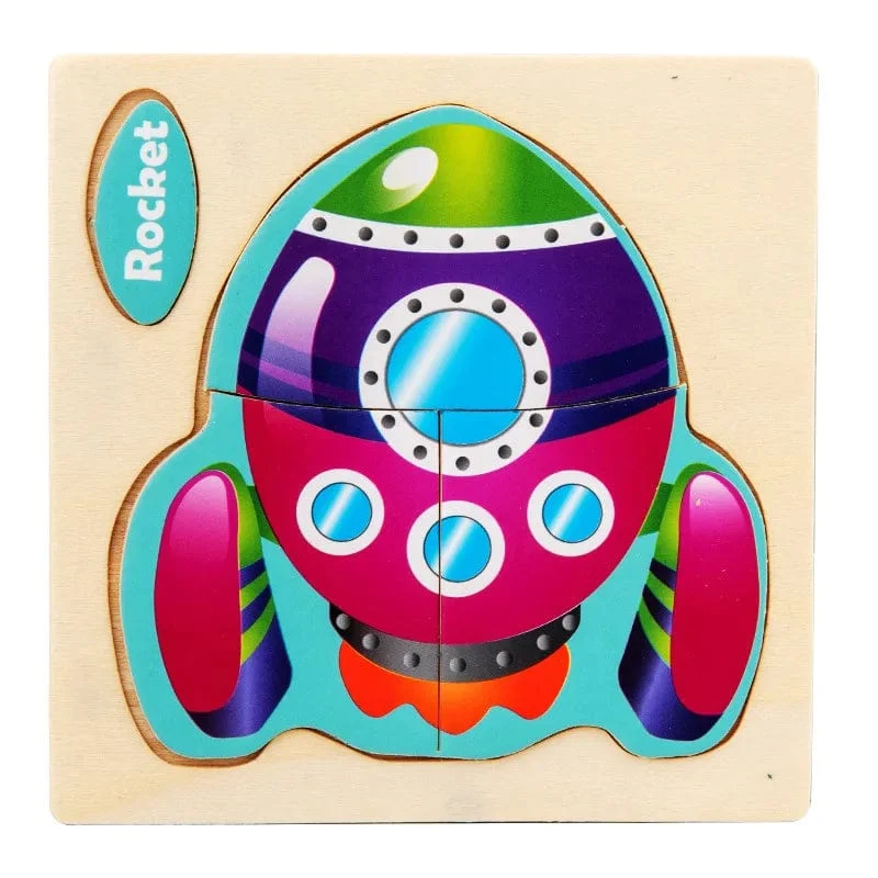 Baby Holzspielzeug Intelligenz 3D Puzzle Cartoon Puzzle Kinder Frühes Lernen Lernspielzeug für Kinder Montessori Spiele