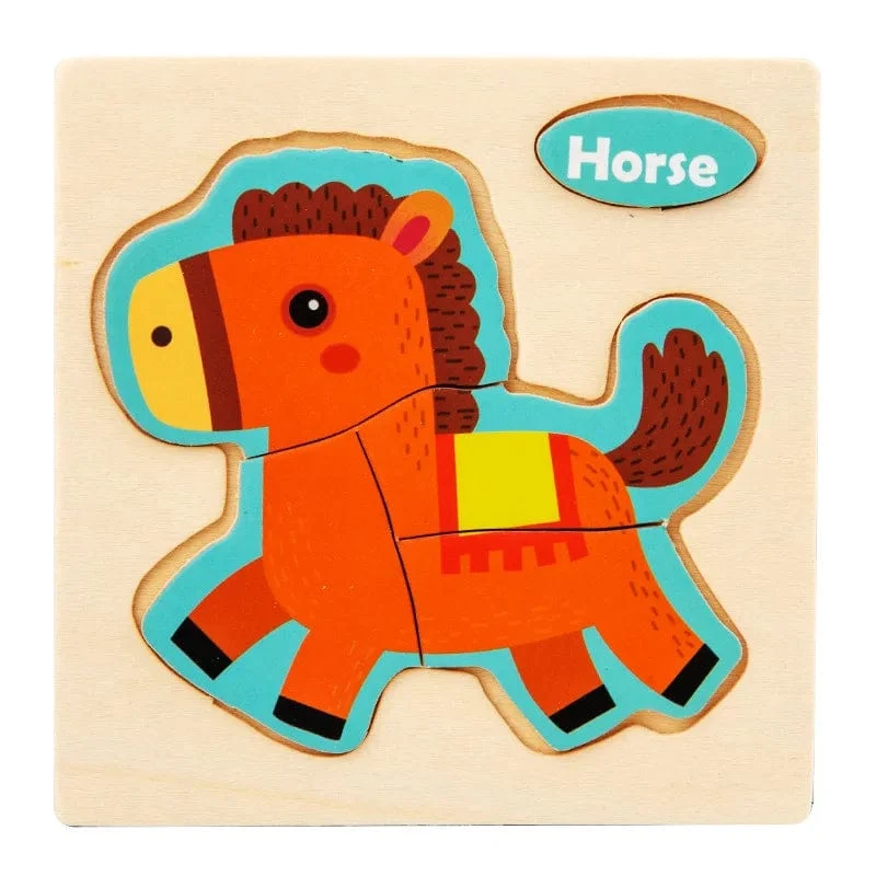 Baby Holzspielzeug Intelligenz 3D Puzzle Cartoon Puzzle Kinder Frühes Lernen Lernspielzeug für Kinder Montessori Spiele