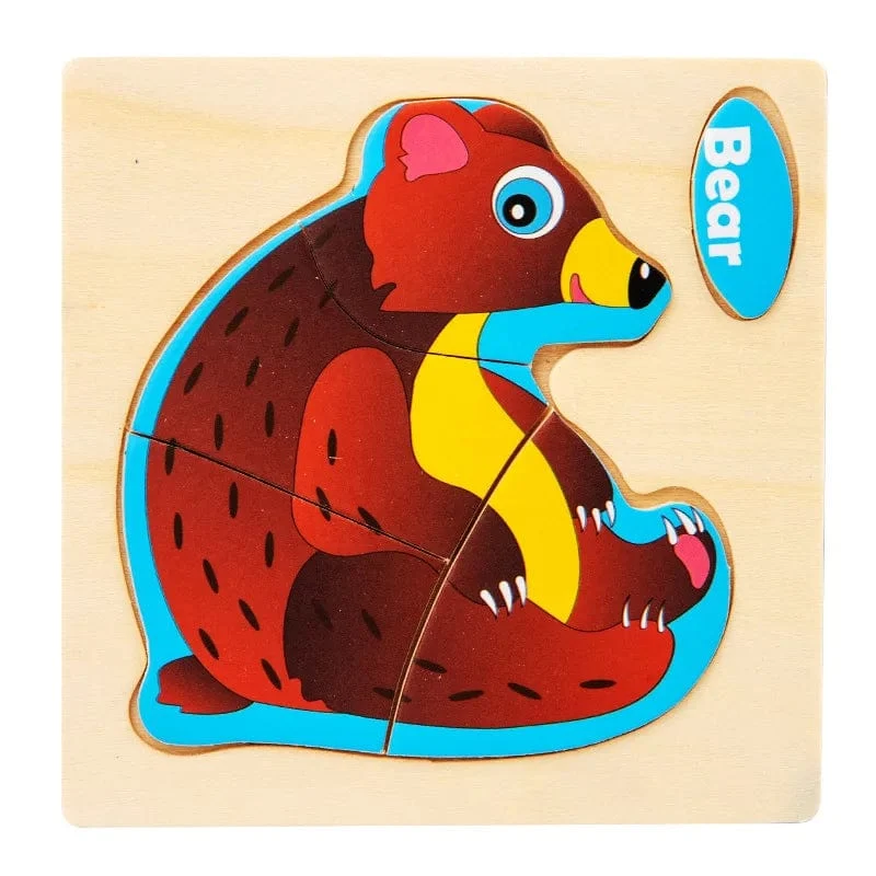Baby Holzspielzeug Intelligenz 3D Puzzle Cartoon Puzzle Kinder Frühes Lernen Lernspielzeug für Kinder Montessori Spiele