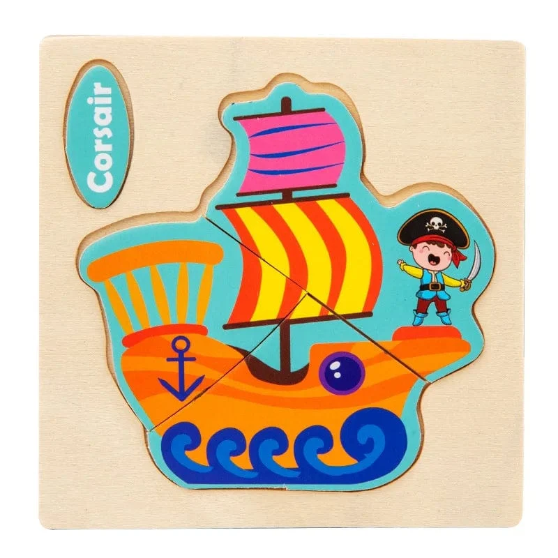 Baby Holzspielzeug Intelligenz 3D Puzzle Cartoon Puzzle Kinder Frühes Lernen Lernspielzeug für Kinder Montessori Spiele