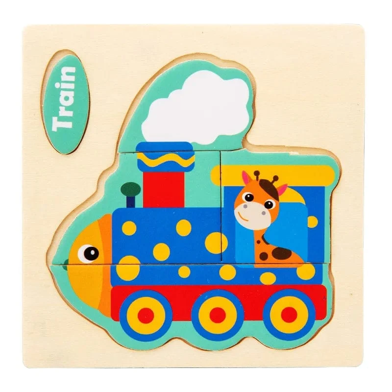 Baby Holzspielzeug Intelligenz 3D Puzzle Cartoon Puzzle Kinder Frühes Lernen Lernspielzeug für Kinder Montessori Spiele