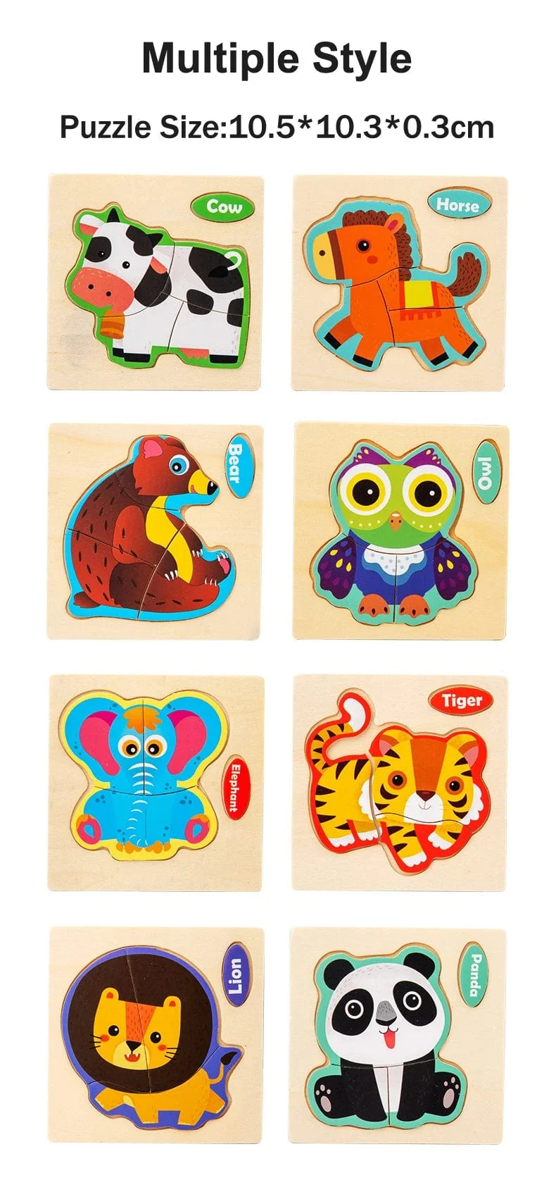 Baby Holzspielzeug Intelligenz 3D Puzzle Cartoon Puzzle Kinder Frühes Lernen Lernspielzeug für Kinder Montessori Spiele