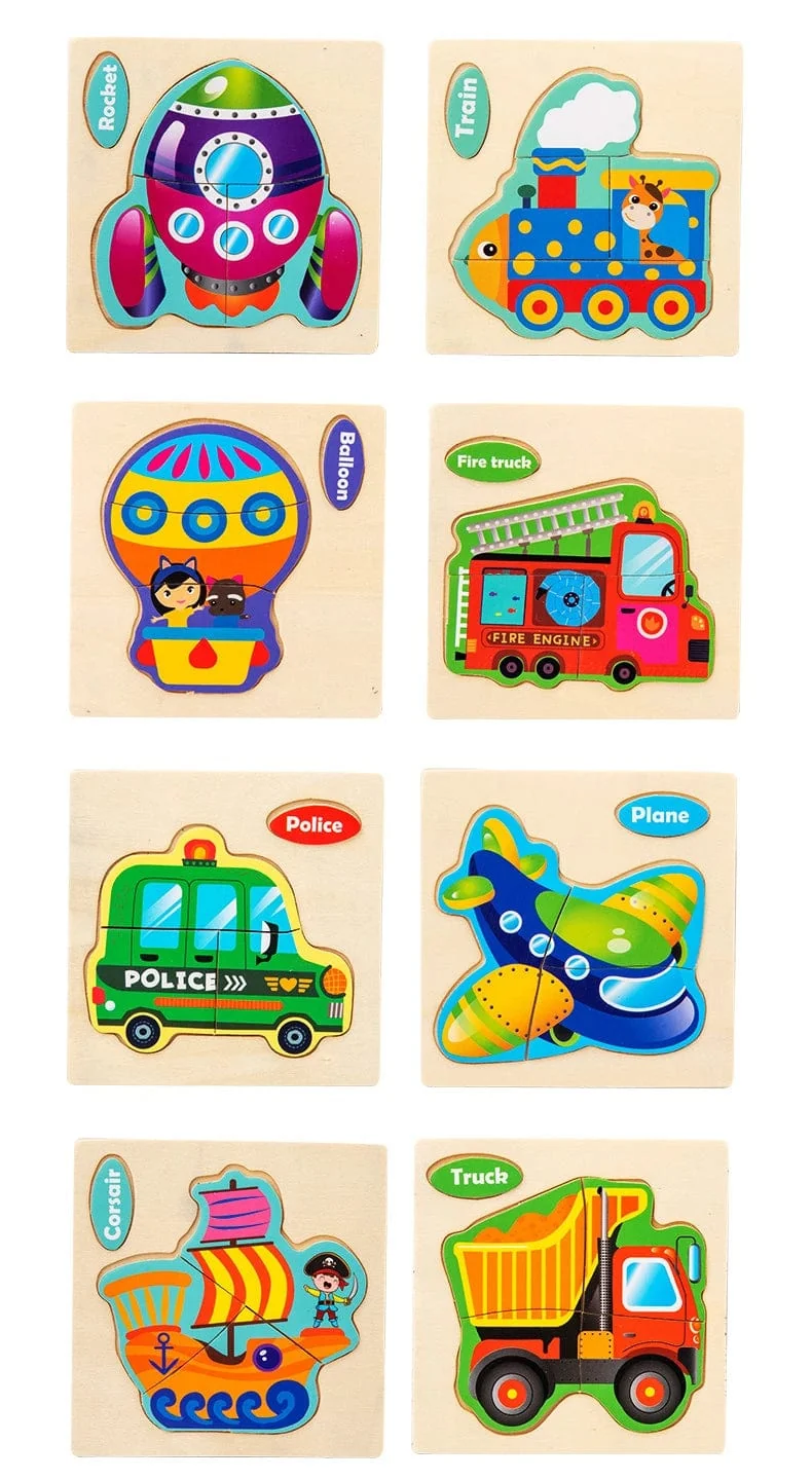 Baby Holzspielzeug Intelligenz 3D Puzzle Cartoon Puzzle Kinder Frühes Lernen Lernspielzeug für Kinder Montessori Spiele