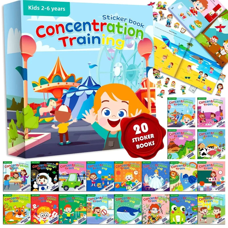 Kreatives Stickerbuch-Spiel Montessori Wiederverwendbar Mehrere Szenarien Cartoon DIY Puzzle Pädagogisches Lernspielzeug Klassisches Spielzeug für Kinder