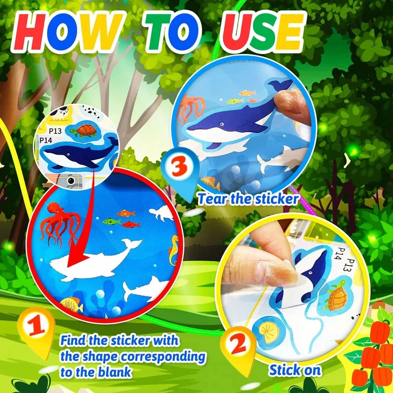 Kreatives Stickerbuch-Spiel Montessori Wiederverwendbar Mehrere Szenarien Cartoon DIY Puzzle Pädagogisches Lernspielzeug Klassisches Spielzeug für Kinder