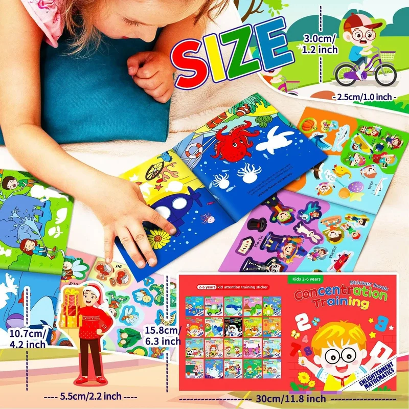 Kreatives Stickerbuch-Spiel Montessori Wiederverwendbar Mehrere Szenarien Cartoon DIY Puzzle Pädagogisches Lernspielzeug Klassisches Spielzeug für Kinder
