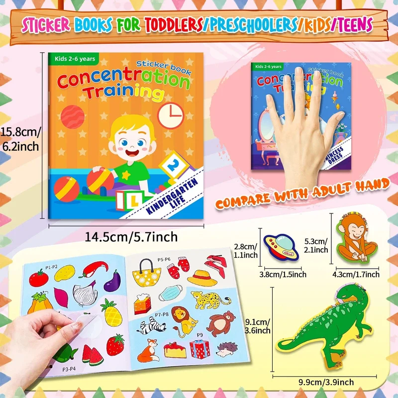 Kreatives Stickerbuch-Spiel Montessori Wiederverwendbar Mehrere Szenarien Cartoon DIY Puzzle Pädagogisches Lernspielzeug Klassisches Spielzeug für Kinder