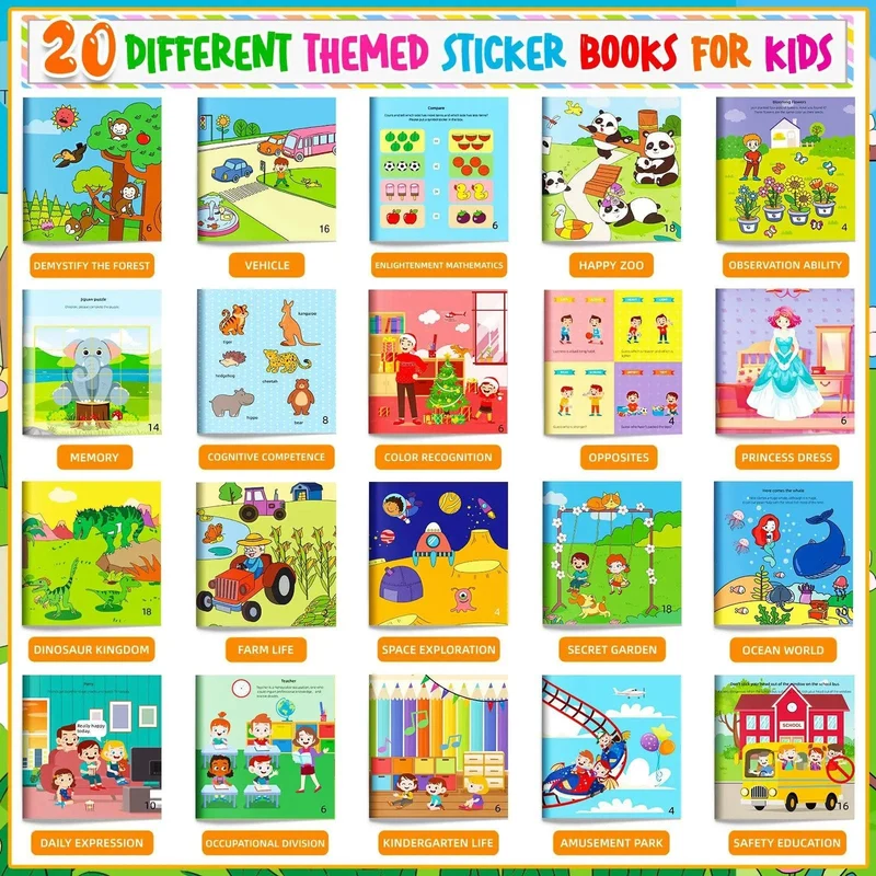 Kreatives Stickerbuch-Spiel Montessori Wiederverwendbar Mehrere Szenarien Cartoon DIY Puzzle Pädagogisches Lernspielzeug Klassisches Spielzeug für Kinder