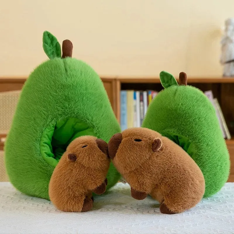 35 cm Hut Plüsch Capibala Puppe Weiches Tier Wasserschweinswal Maus Plüschtiere Avocado Puppe Kinder- und Mädchengeschenk Capybara Kissen