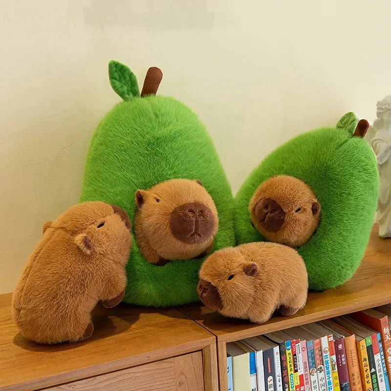 35 cm Hut Plüsch Capibala Puppe Weiches Tier Wasserschweinswal Maus Plüschtiere Avocado Puppe Kinder- und Mädchengeschenk Capybara Kissen
