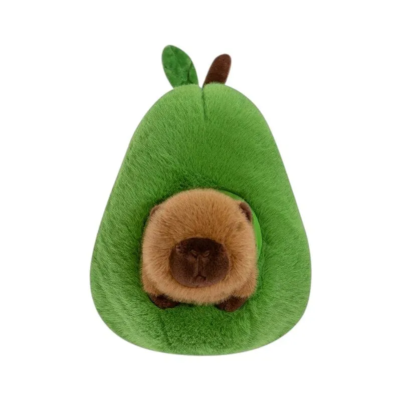 35 cm Hut Plüsch Capibala Puppe Weiches Tier Wasserschweinswal Maus Plüschtiere Avocado Puppe Kinder- und Mädchengeschenk Capybara Kissen
