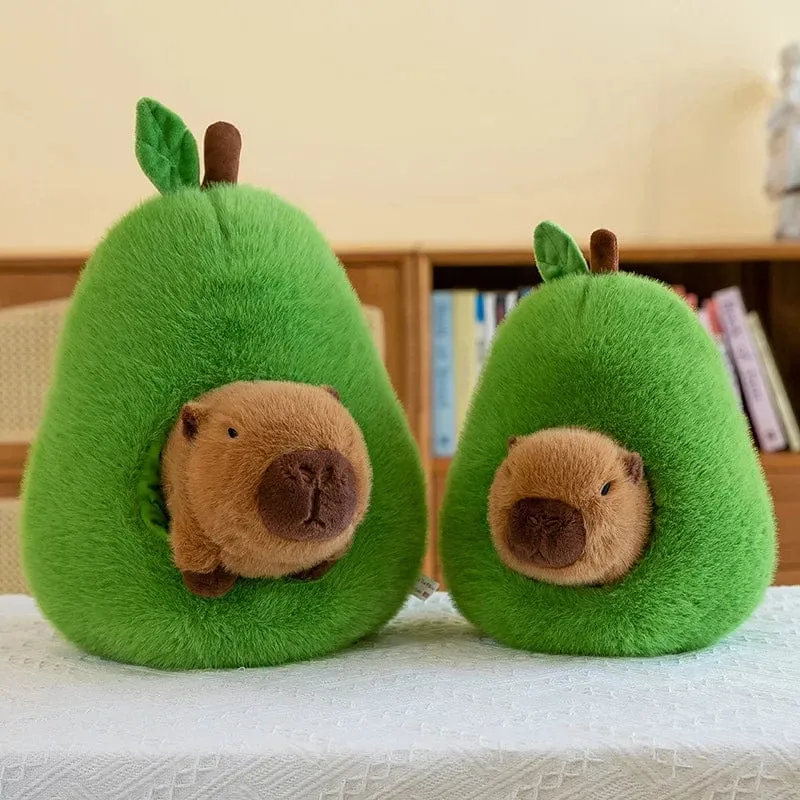 35 cm Hut Plüsch Capibala Puppe Weiches Tier Wasserschweinswal Maus Plüschtiere Avocado Puppe Kinder- und Mädchengeschenk Capybara Kissen