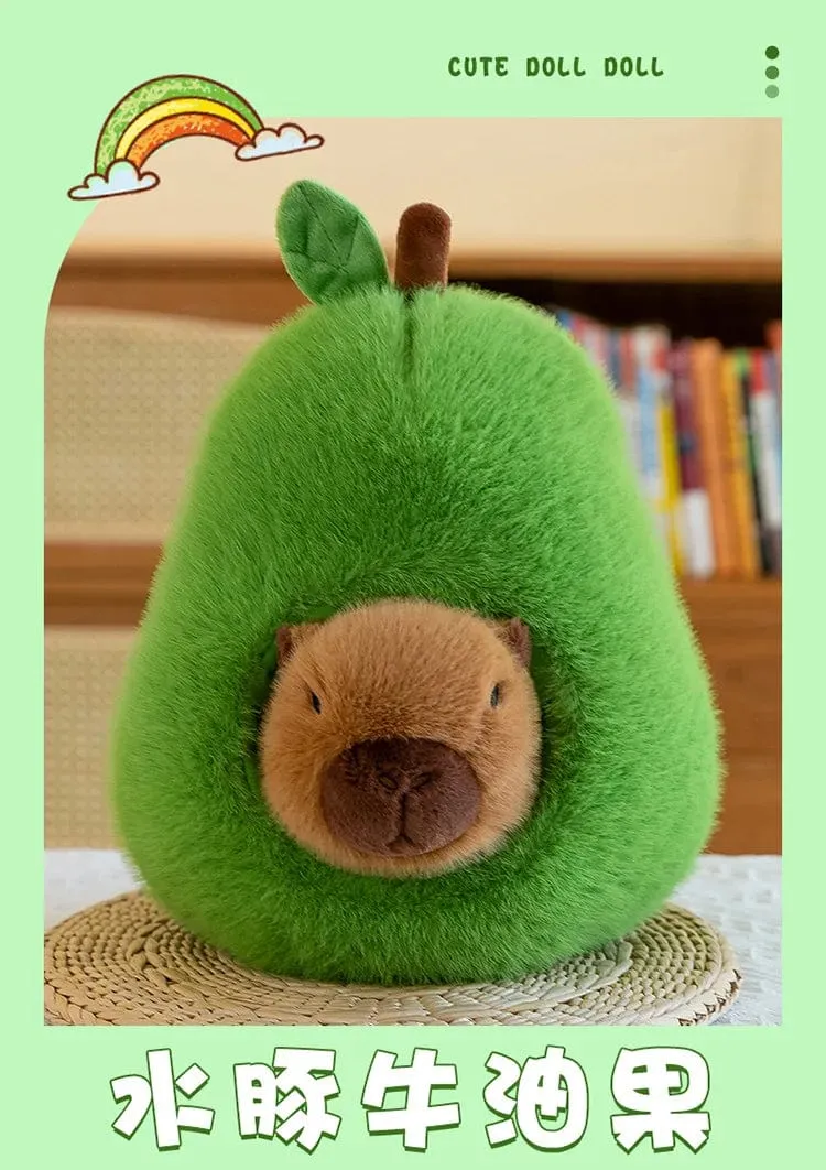 35 cm Hut Plüsch Capibala Puppe Weiches Tier Wasserschweinswal Maus Plüschtiere Avocado Puppe Kinder- und Mädchengeschenk Capybara Kissen