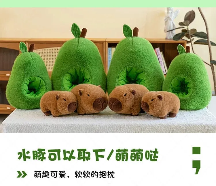 35 cm Hut Plüsch Capibala Puppe Weiches Tier Wasserschweinswal Maus Plüschtiere Avocado Puppe Kinder- und Mädchengeschenk Capybara Kissen