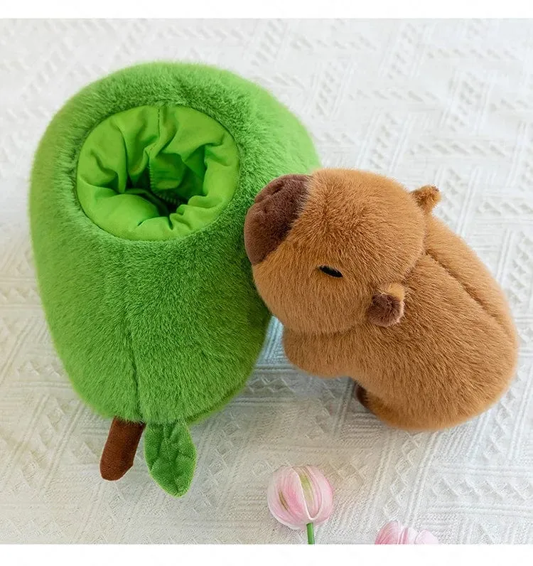 35 cm Hut Plüsch Capibala Puppe Weiches Tier Wasserschweinswal Maus Plüschtiere Avocado Puppe Kinder- und Mädchengeschenk Capybara Kissen