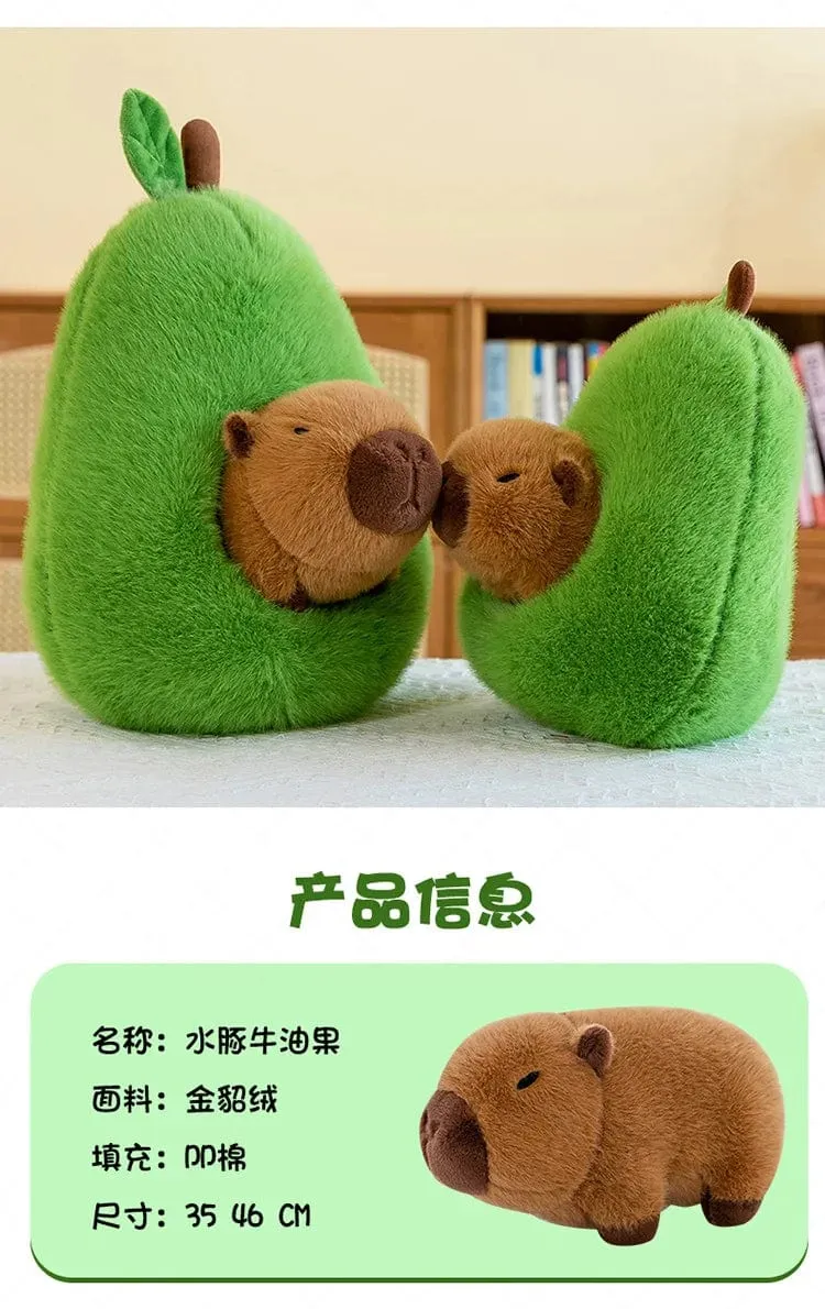 35 cm Hut Plüsch Capibala Puppe Weiches Tier Wasserschweinswal Maus Plüschtiere Avocado Puppe Kinder- und Mädchengeschenk Capybara Kissen