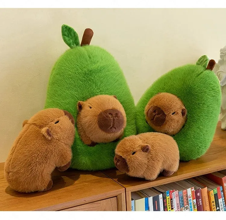 35 cm Hut Plüsch Capibala Puppe Weiches Tier Wasserschweinswal Maus Plüschtiere Avocado Puppe Kinder- und Mädchengeschenk Capybara Kissen