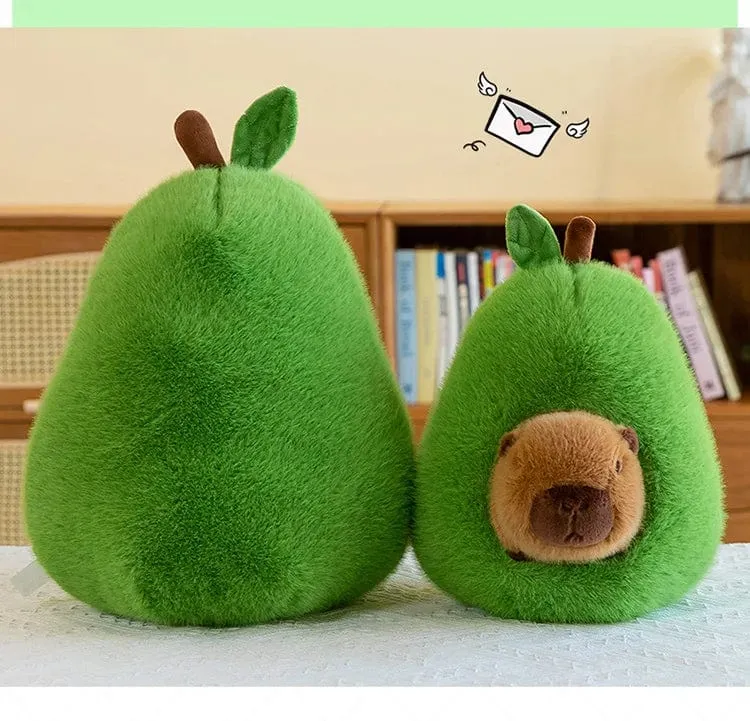 35 cm Hut Plüsch Capibala Puppe Weiches Tier Wasserschweinswal Maus Plüschtiere Avocado Puppe Kinder- und Mädchengeschenk Capybara Kissen