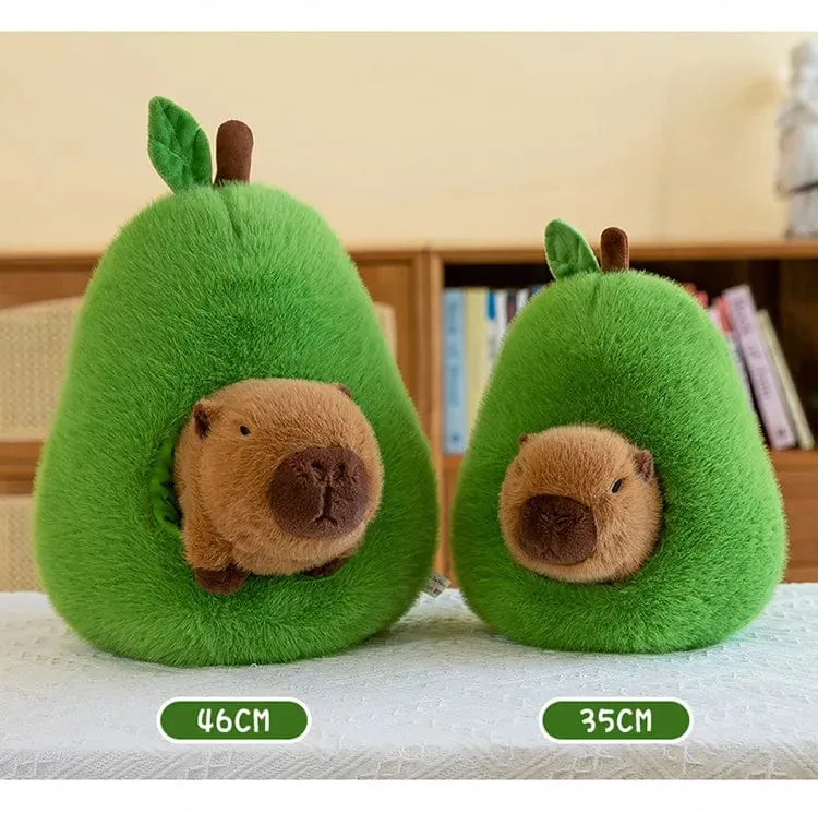 35 cm Hut Plüsch Capibala Puppe Weiches Tier Wasserschweinswal Maus Plüschtiere Avocado Puppe Kinder- und Mädchengeschenk Capybara Kissen
