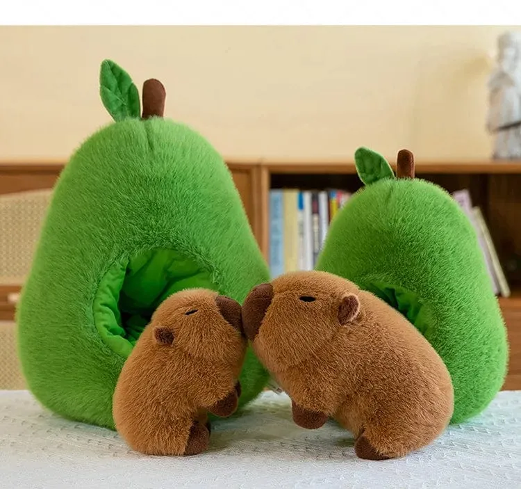 35 cm Hut Plüsch Capibala Puppe Weiches Tier Wasserschweinswal Maus Plüschtiere Avocado Puppe Kinder- und Mädchengeschenk Capybara Kissen