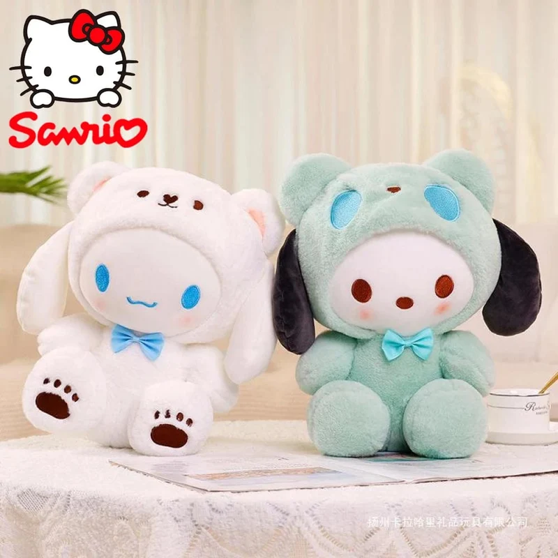 Sanrio 25 cm Kuromi Cinnamoroll Cross-Dressing-Plüschpuppe Hello Kitty Kawaii My Melody Anime Cartoon Plüschtier Weihnachtsgeschenke