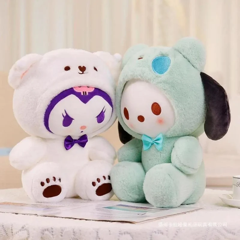 Sanrio 25 cm Kuromi Cinnamoroll Cross-Dressing-Plüschpuppe Hello Kitty Kawaii My Melody Anime Cartoon Plüschtier Weihnachtsgeschenke