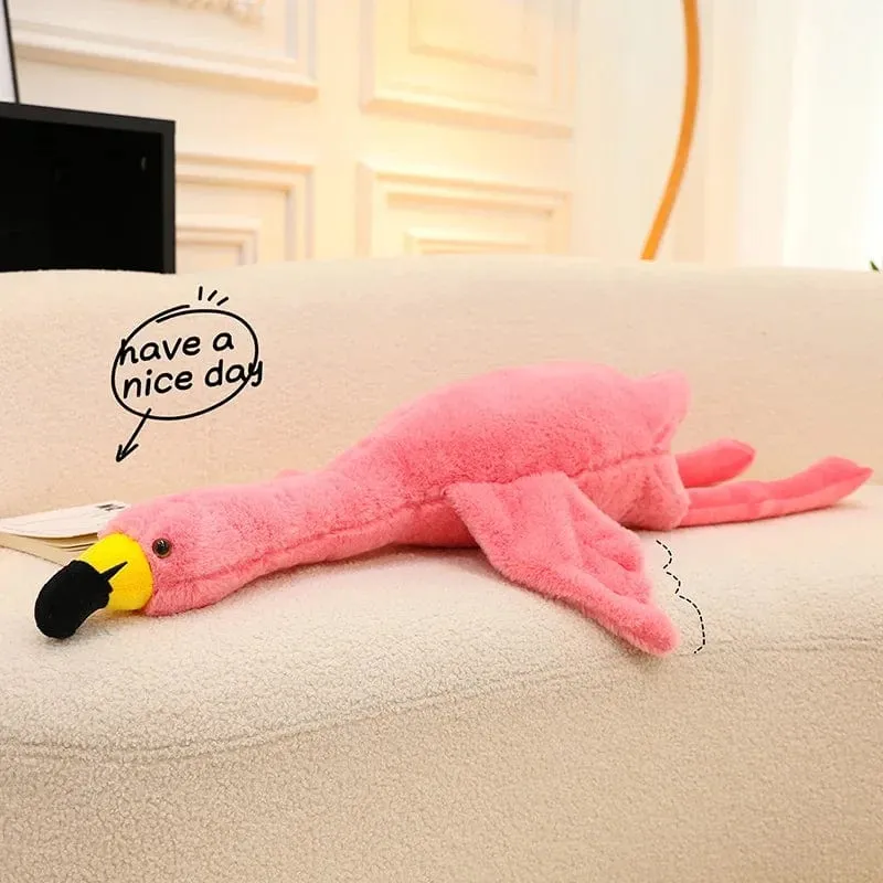 190cm Rosa Ins Flamingo Puppe Stofftier Weiches großes Kissen Mädchen Herzförmiges Lappenbett Bein Geburtstag Weihnachtsgeschenk Plüschtiere Stich